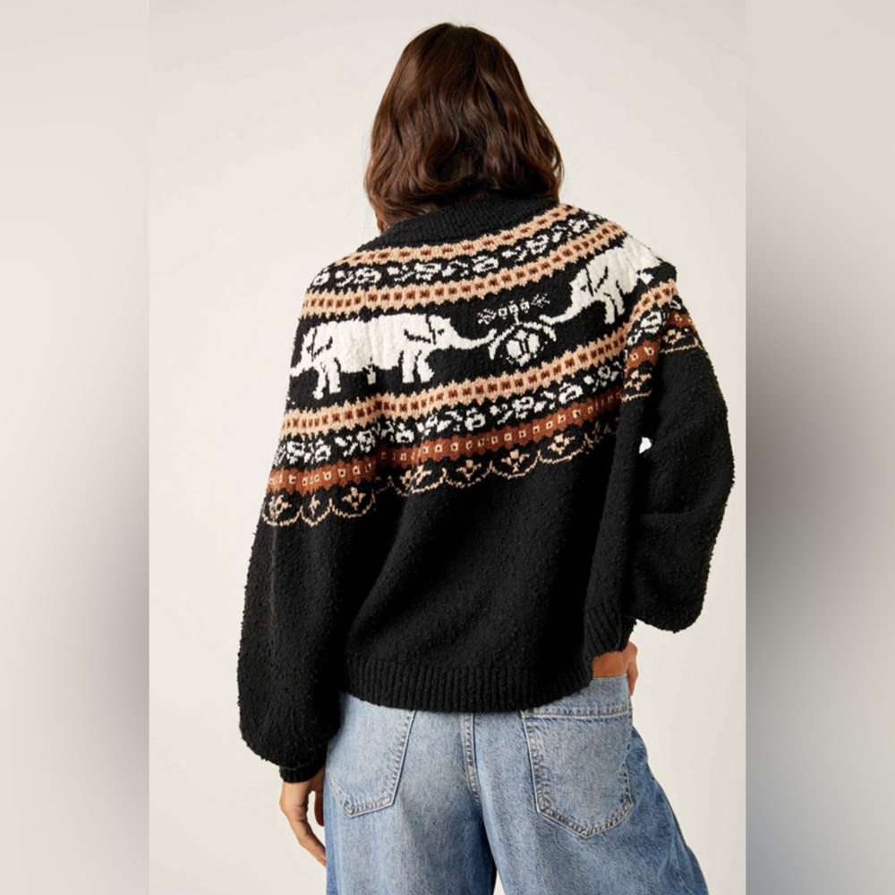 Free People Nellie Elephant Fair Isle Boucle Sweater | Size Large - Picture 7 of 15